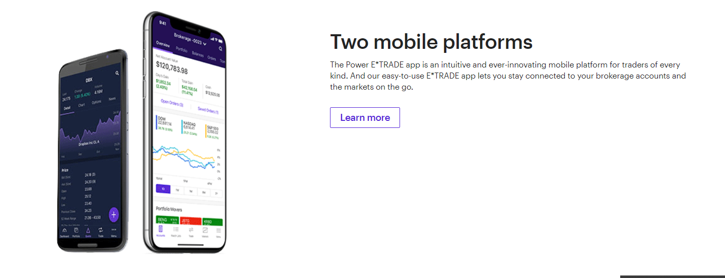 e*trade mobile platforms