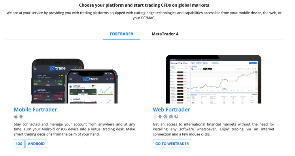 Fortrade platforms