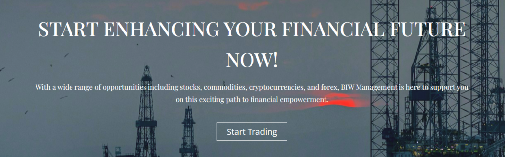 Banner of BIW Management – Start Enhancing Your Financial Future Now! Wide range of assets including stocks, commodities, crypto, and forex